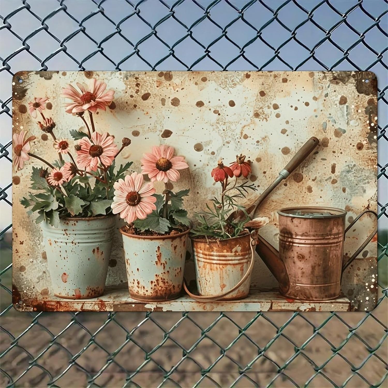Cubos oxidados con flores rosa - Watering Can reseña y precio